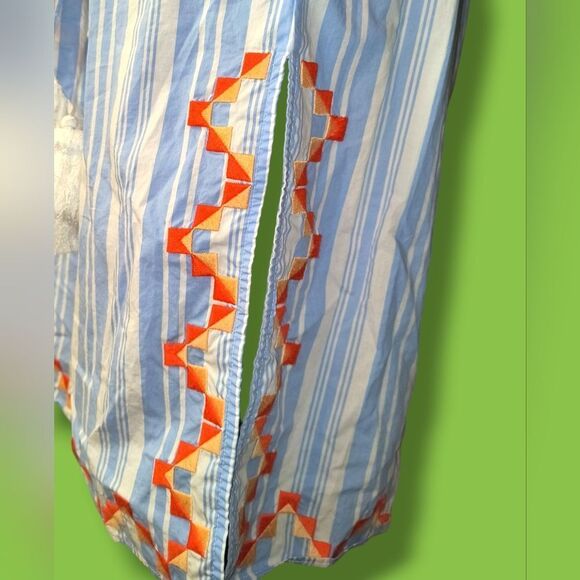 *SOLD* Marie Oliver Darcy Off Shoulder Tie Waist Side Split Stripe Dress XS - Picture 9 of 16